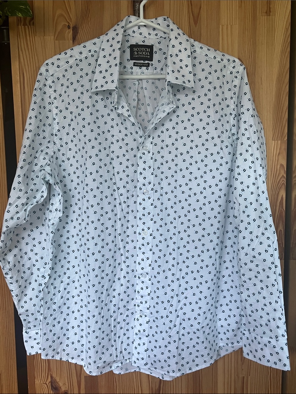 Scotch & Soda White Shirt with Navy Micro Floral Print